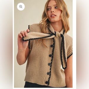 Merci Women's Knit Vest in Tan and Black